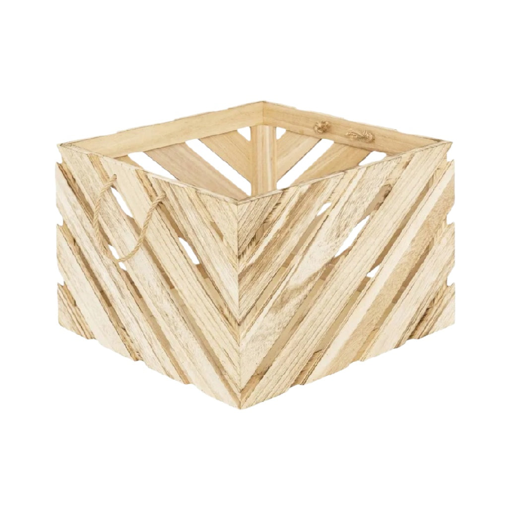 Panier de rangement en bois naturel pour la maison - 30 x 30 x 20