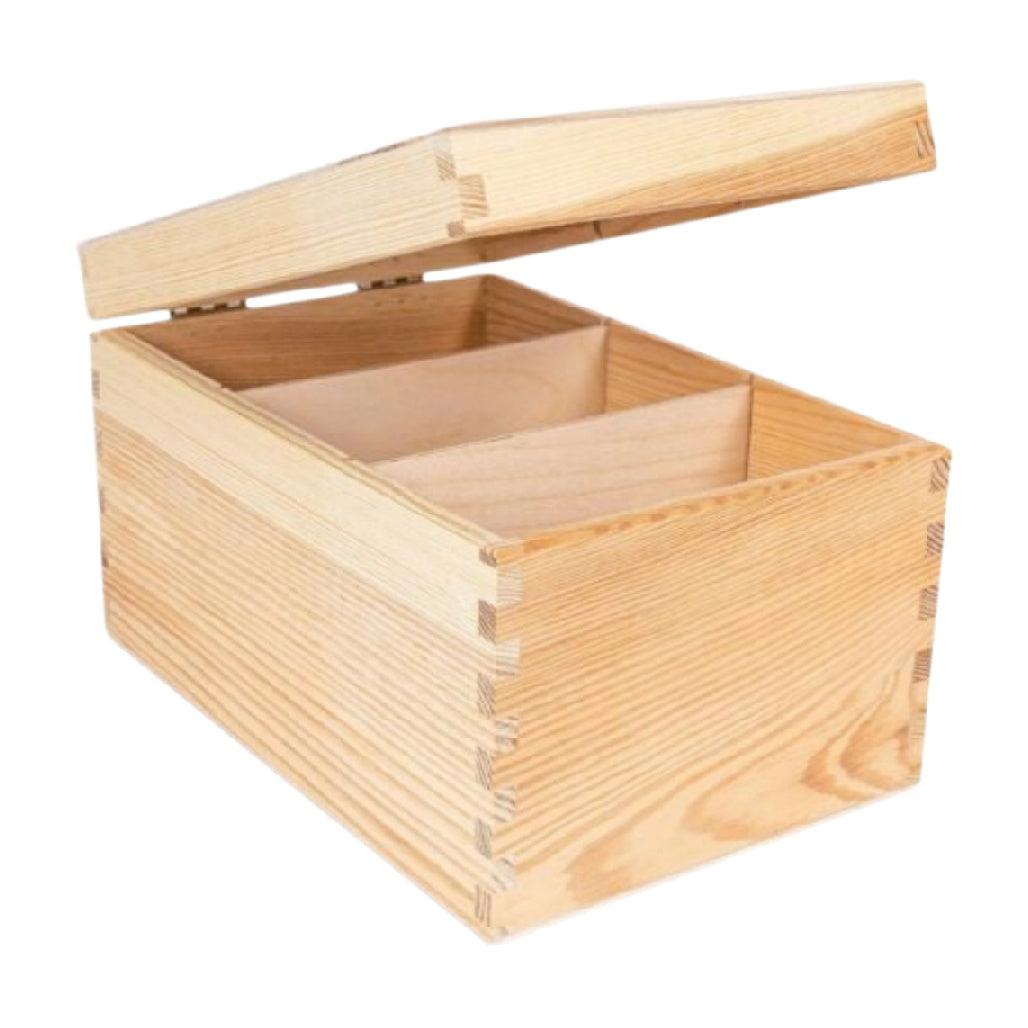 Boîte de rangement en bois naturel pour organisation domestique - 30 x 20 x 15