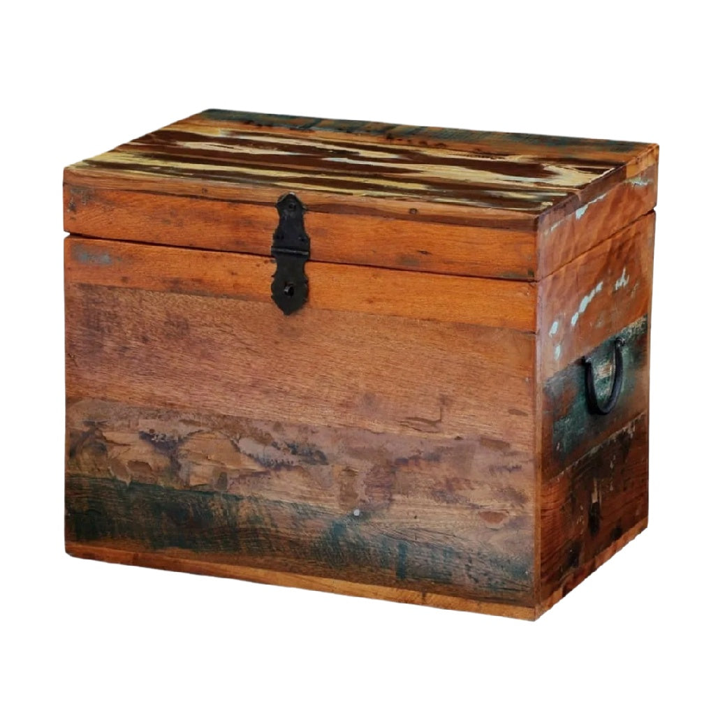 Coffre de rangement en bois recyclé pour décoration intérieure - 30 x 20 x 20