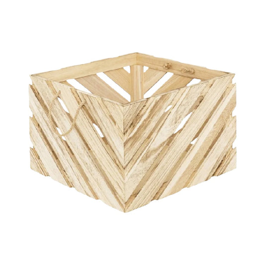 Panier de rangement en bois naturel pour la maison - 30 x 30 x 20