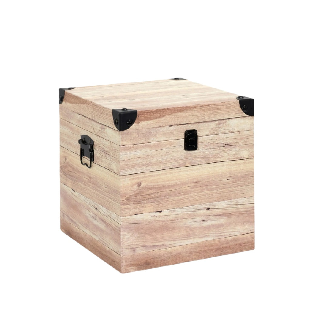 Coffre de rangement en bois avec finition rustique pour la maison - 30 x 30 x 30